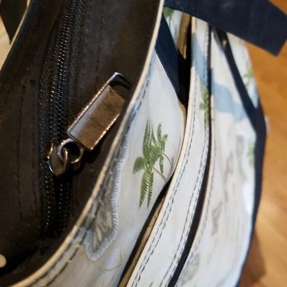 EUC Hawaiian Island handled bag zip top/inside zipped pocket 2 slide in pockets - Picture 4 of 11